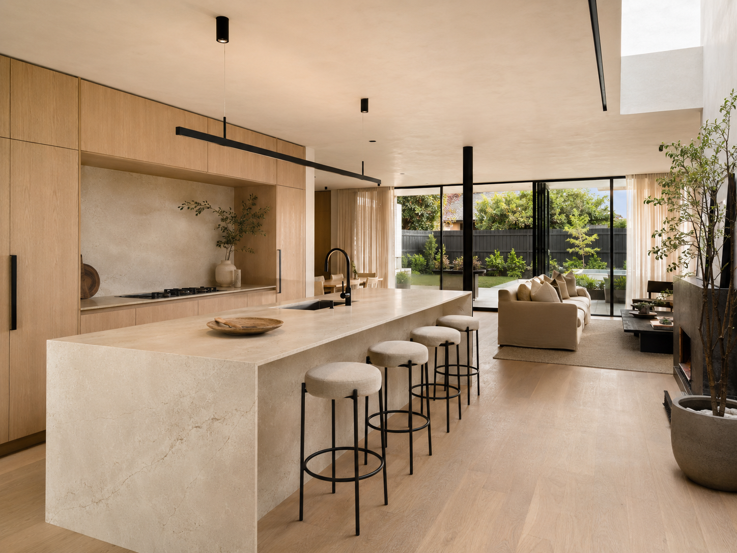 Warm family kitchen and living space