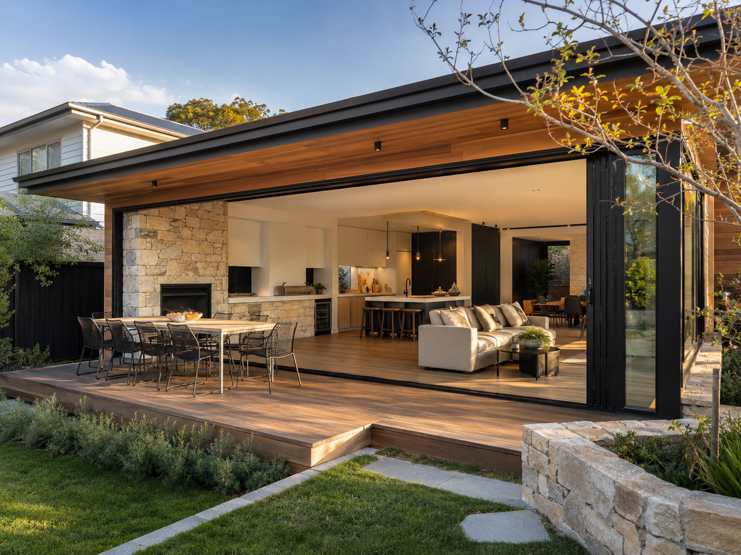 Contemporary rear extension opening to outdoor entertaining